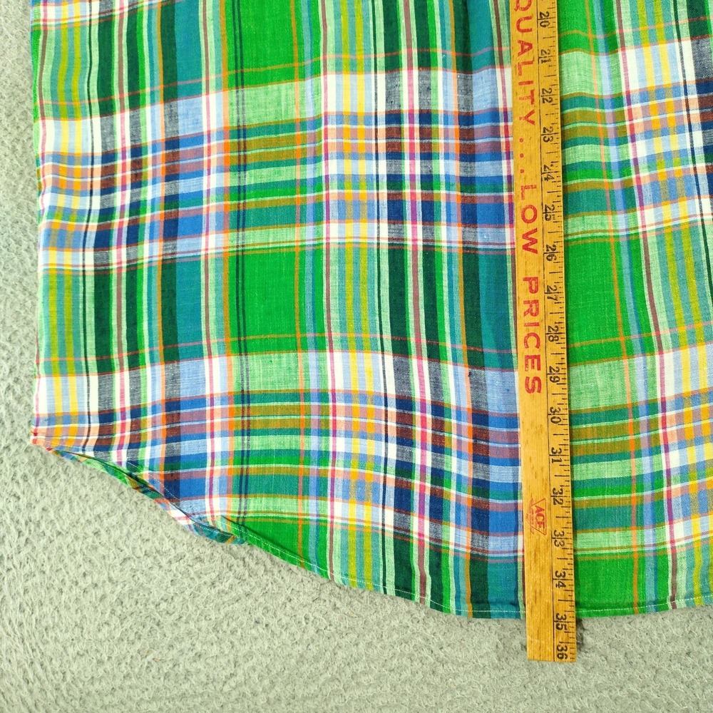 Ralph Lauren Shirt Mens 2XB Big Green Plaid 100% Linen Button Down Short Sl - Picture 16 of 16